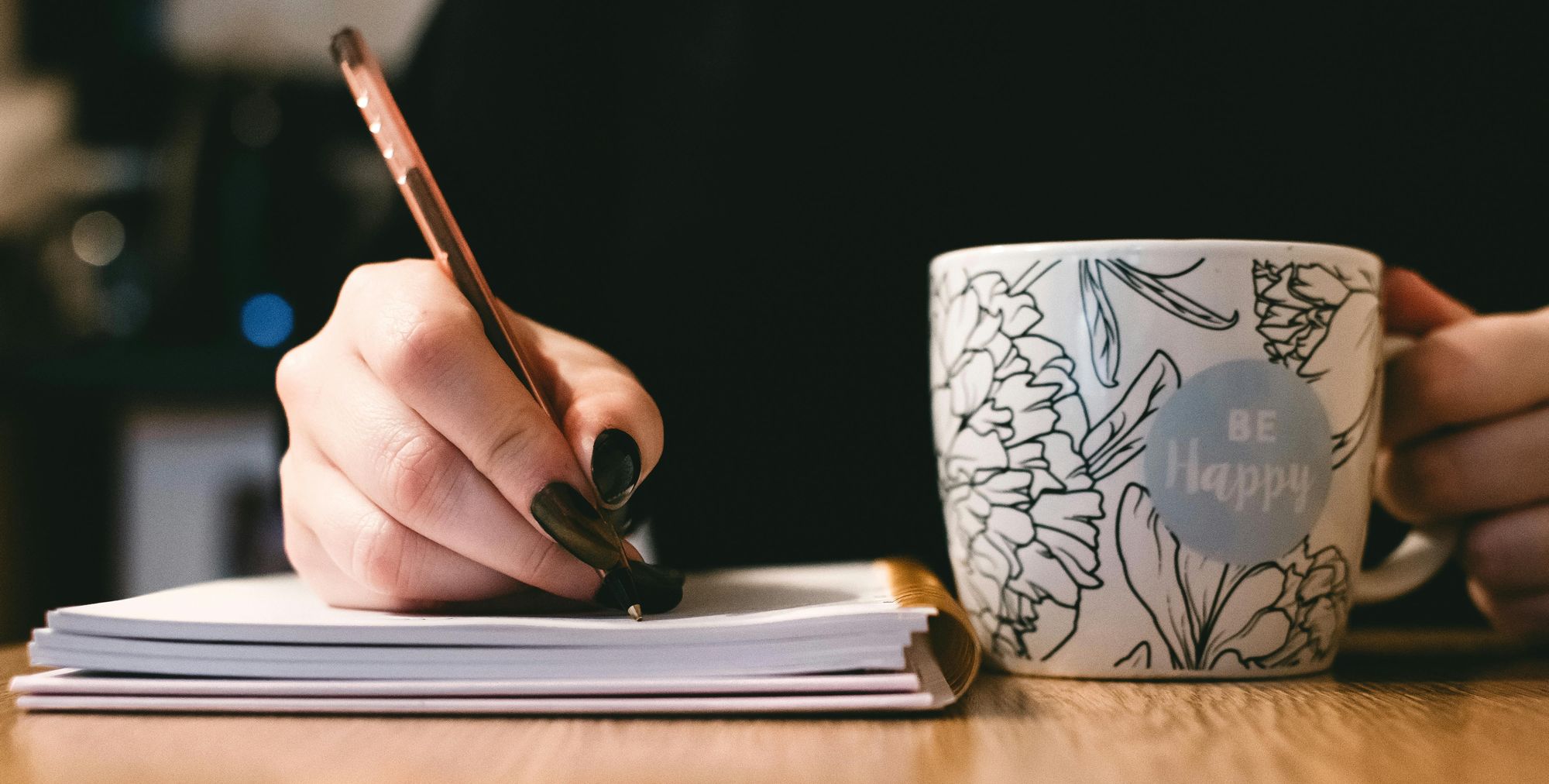 Writing with pen on a pad